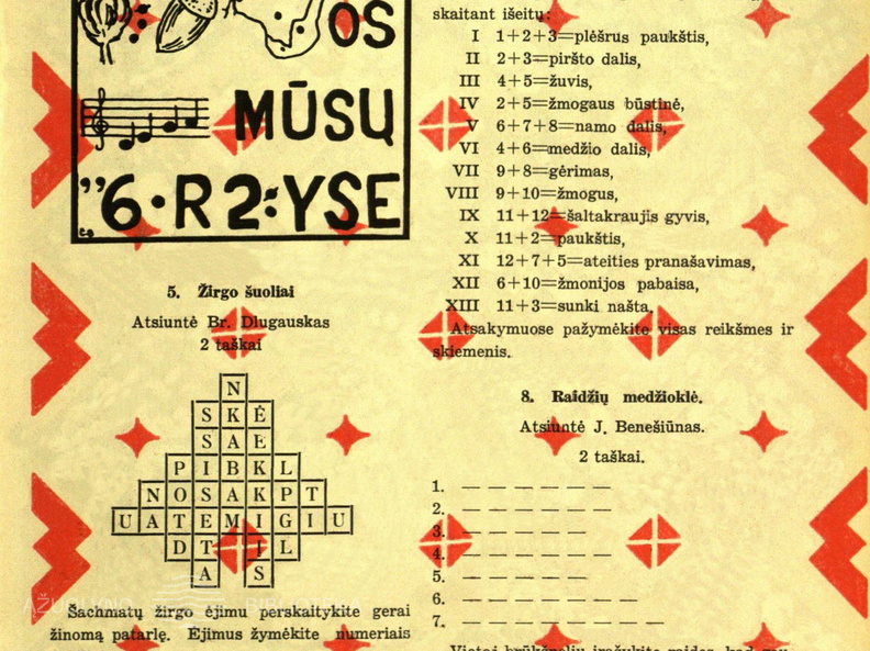 Skilties „Laisvajai valandėlei“ nauji galvosūkiai. Žiburėlis.-1939, nr. 17, p. 129.