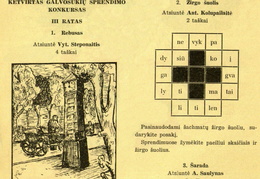 Skilties „Laisvajai valandėlei“ nauji galvosūkiai. Žiburėlis.-1939, nr. 19, p. 144.