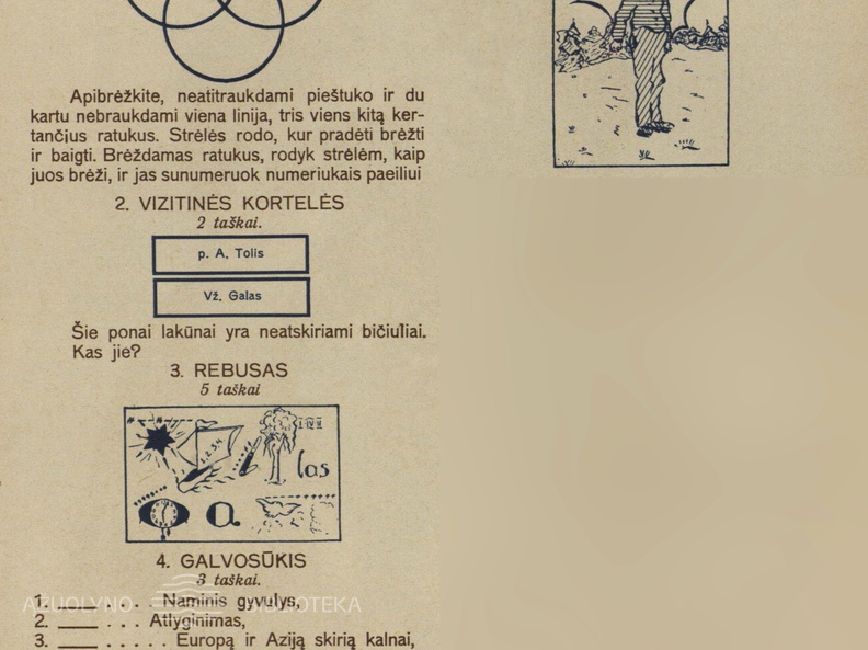 Skilties „Laisvajai valandėlei“ nauji galvosūkiai. Žiburėlis.-1941, nr. 3, p. 49.