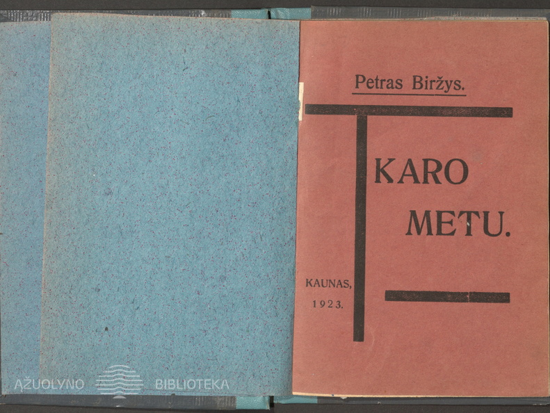 „Poemėlės“ viršelis. Biržys, Petras. „Karo metu“ – Kaunas: Br. Gurvičių sp., 1923.