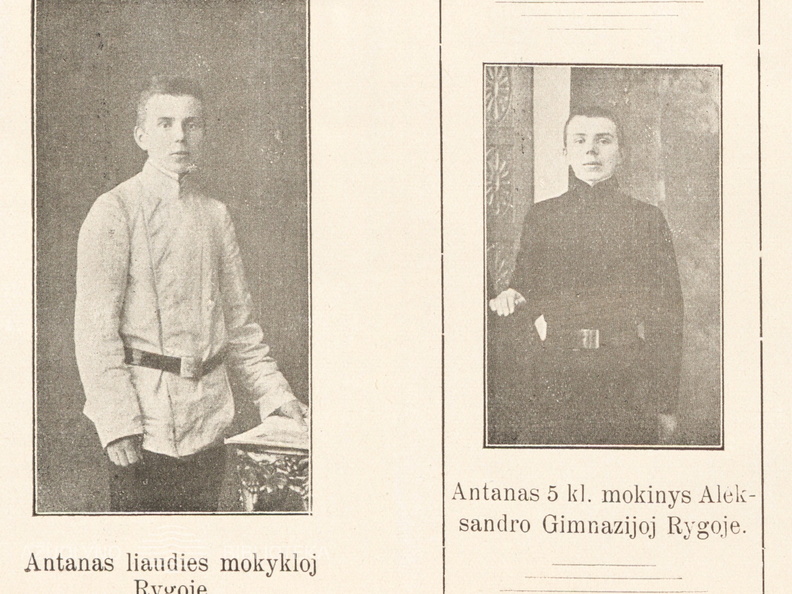 A. Juozapavičiaus mokyklinės fotografijos. Biržys, Petras. „Karininkas Antanas Juozapavičius: (bijografija)“, 1923. Nenumeruota įklija.