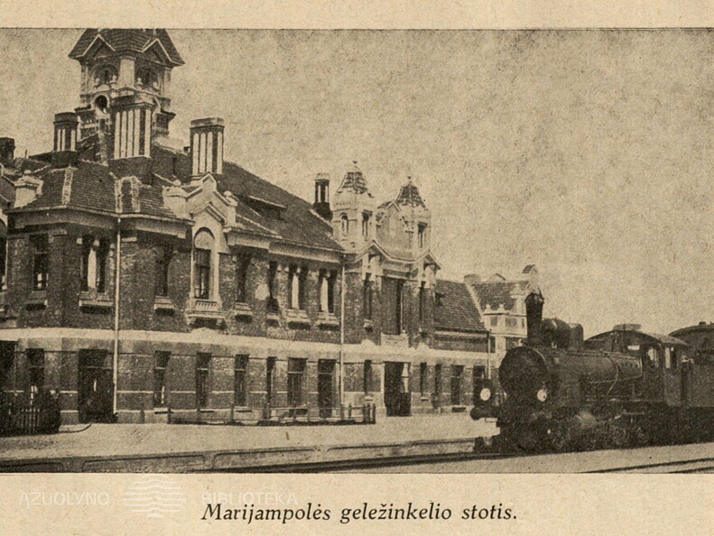 Marijampolės geležinkelio stotis. Akiras-Biržys. „Lietuvos miestai ir miesteliai. Marijampolės apskritis“ – Kaunas-Marijampolė: „Dirvos“ b-vės leidinys, t. 6, 1937, p. 42.