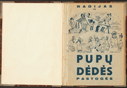 Antro leidimo knygos viršelis. „Radijas iš Pupų Dėdės pastogės“ – Kaunas: spaudai paruošė ir išleido Akiras-Biržys Pupų Dėdė, 1940.