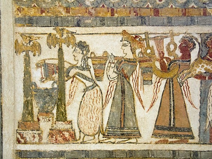 Minojiečių moterų procesija. Freska. 1370-1320 m. pr. Kr.
