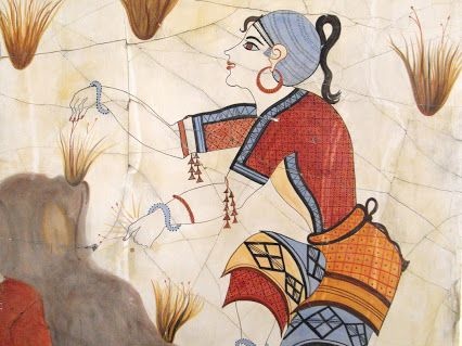 Šafrano rinkėja. Sienų tapyba. Santorini, Graikija. Apie 1650 m. pr. Kr.