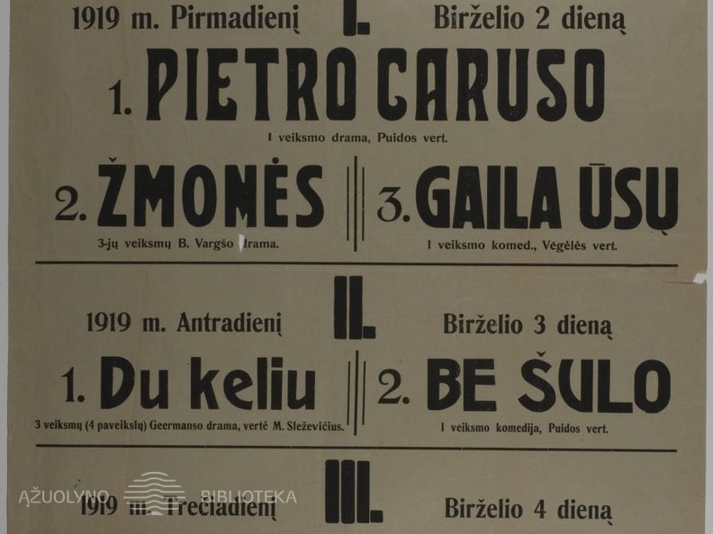 Juozo Vaičkaus „Skrajojamojo teatro“ afiša