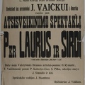 Juozo Vaičkaus atsisveikinimo spektaklio afiša