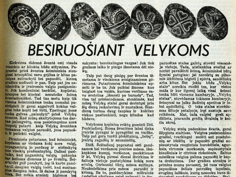 Besiruošiant Velykoms