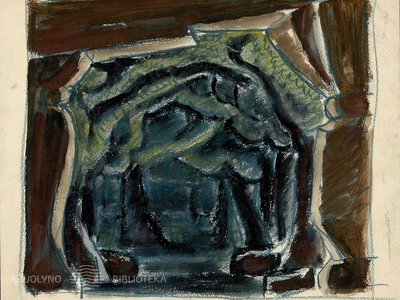 Dekoracijos eskizas Vinco Krėvės Mickevičiaus dramai „Šarūnas“.