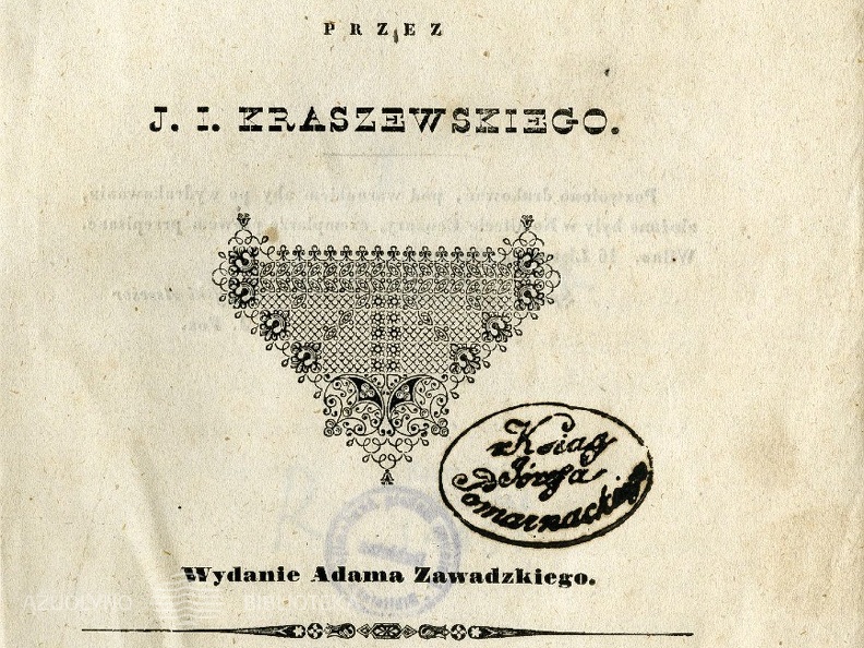 Studja literackie / J. I. Kraszewski; Wydanie Adama Zawadzkiego.