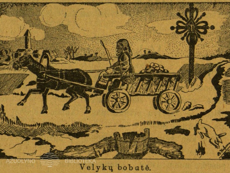 Apsakymo „Velykų rytą“ iliustracija „Velykų bobutė“.