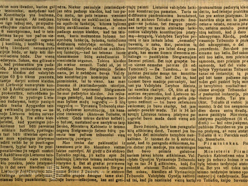 Ministerių Pir-ko p. A. Tumėno kalba seime 155-me posėdy šio mėn. 30 d. sąryšy su šaukimu teisman Dr. J. Purickio // Rytas. – 1925, saus. 31, p. 2.