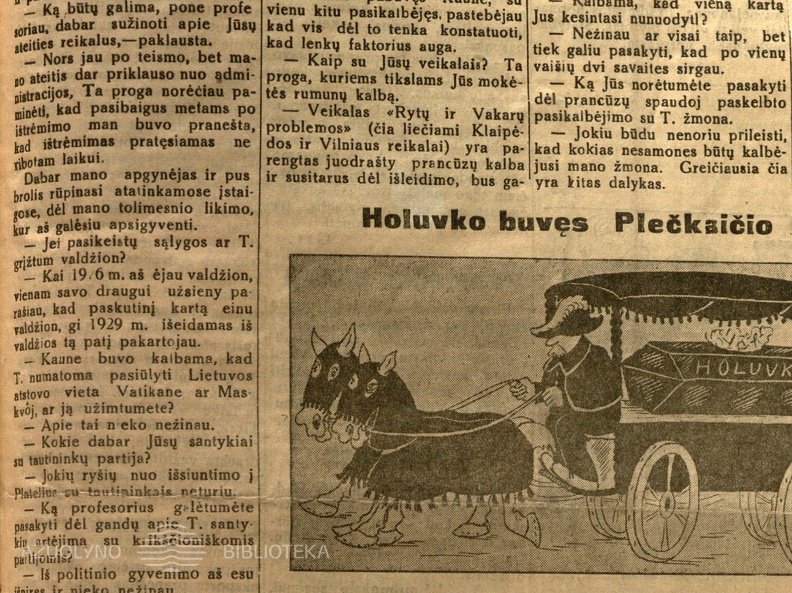 Ką p. Voldemaras dabar kalba // Dienos naujienos. – 1931, rugs. 3, p. 1.