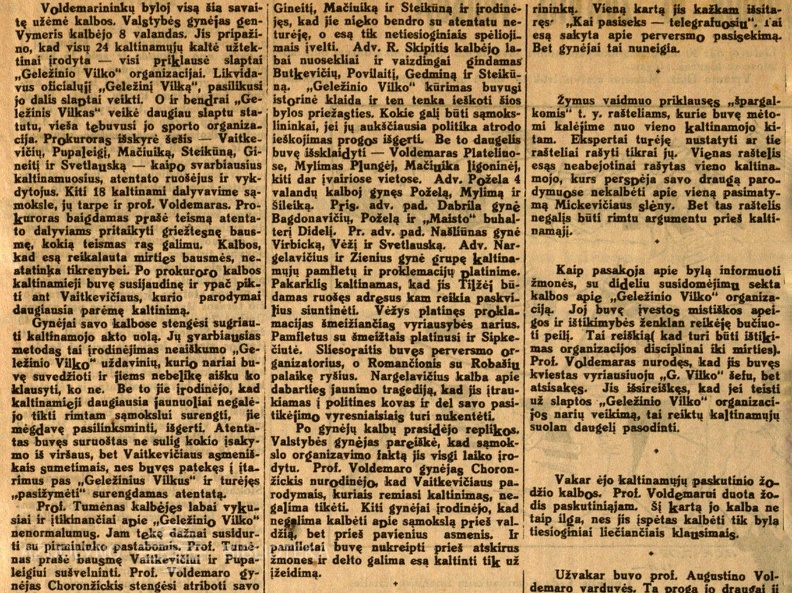Voldemarininkų bylos užbaiga // Diena. – 1931, rugs. 6 (Nr. 36), p. 7.