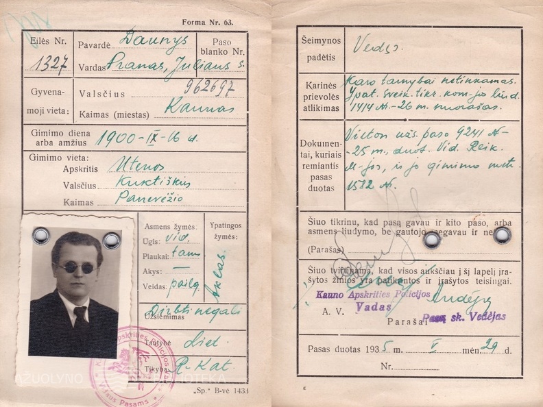 P. Daunio paso kortelė