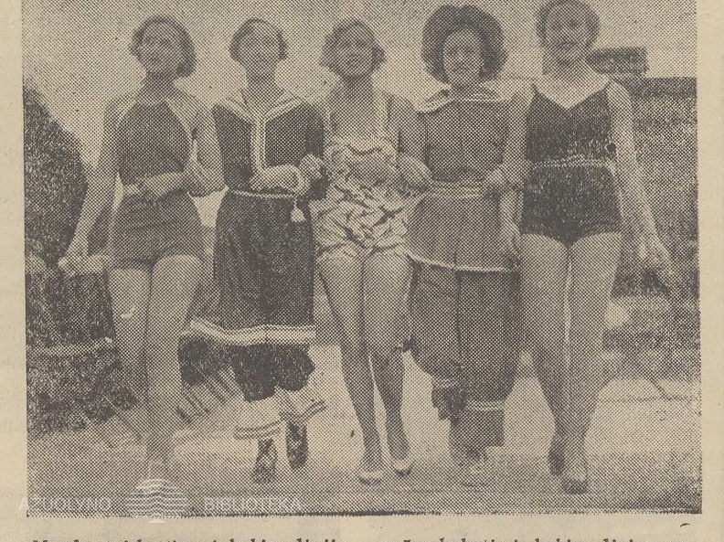 „Bobučių“ ir 1936 m. maudymosi kostiumai. Sekmadienis, 1936, nr. 28, p. 6.