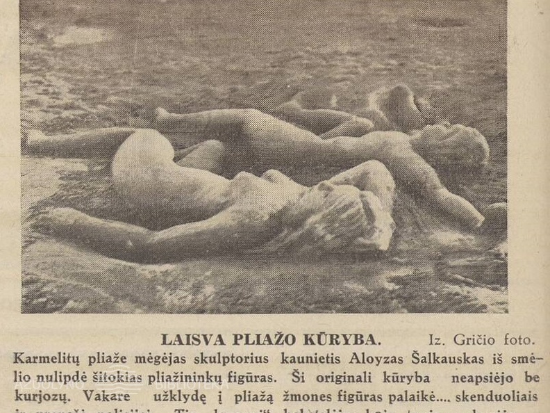 Skulptoriaus kūryba Karmelitų pliaže. Sekmadienis, 1937, nr. 24, p. 2.