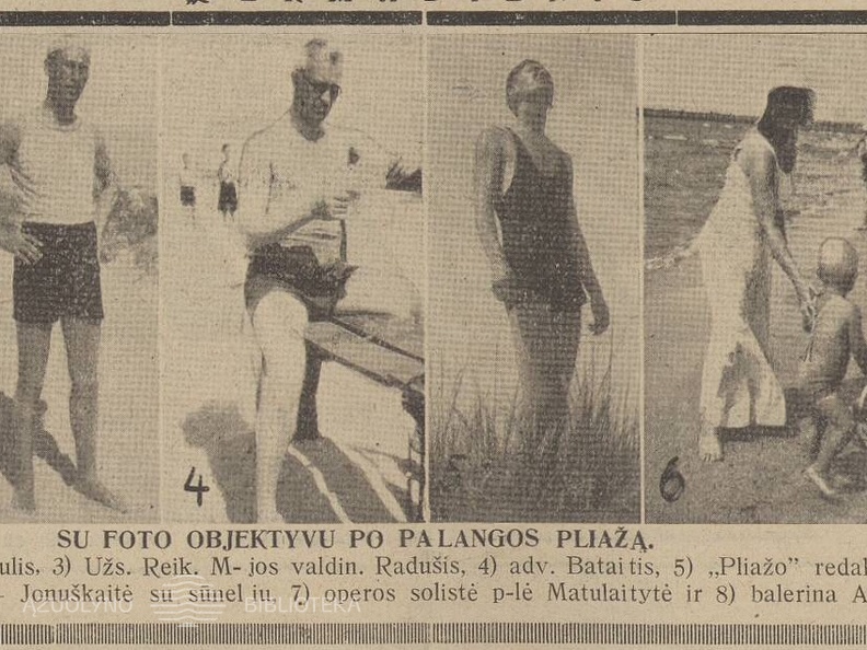 Žinomi žmonės Palangos pliaže. Sekmadienis, 1931, nr. 32, p. 2.