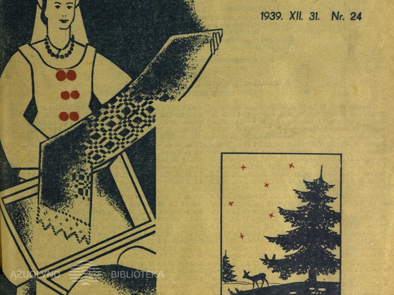 Tautinio stiliaus viršelis. Moteris.-1939, nr. 24, p. viršelis.