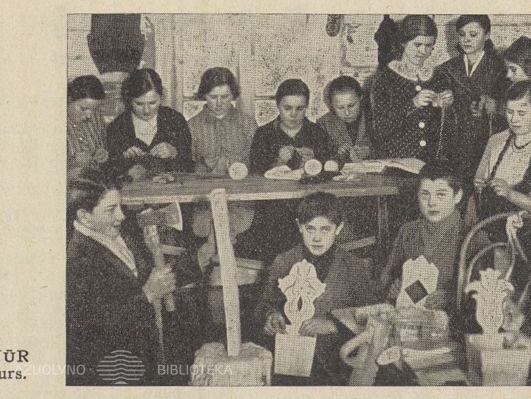 Palomenės JŪR rankdarbių kursai. Jaunasis ūkininkas.-1937, nr. 4, p. 59.