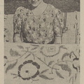 Jaunoji ūkininkė su savo rankdarbiais. Jaunasis ūkininkas.-1938, nr. 31, p. 488.