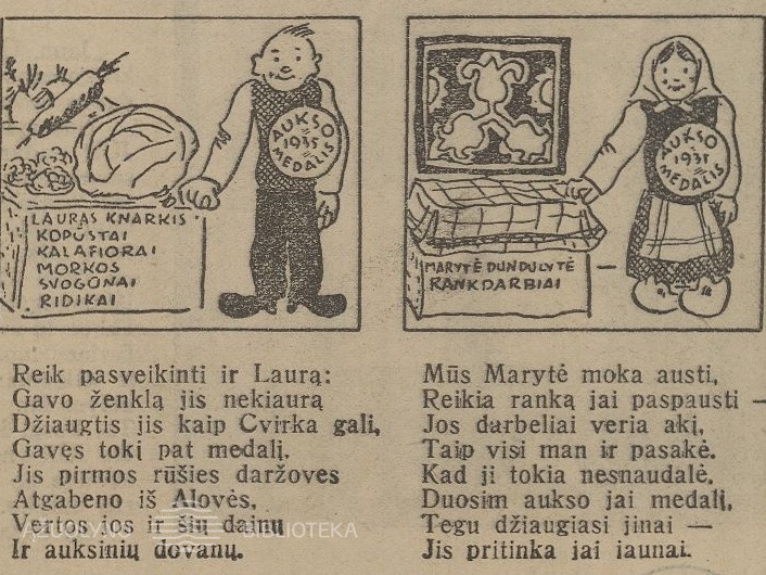 Aukso medalis audėjai. Jaunasis ūkininkas.-1935, nr. 39, p. 192.