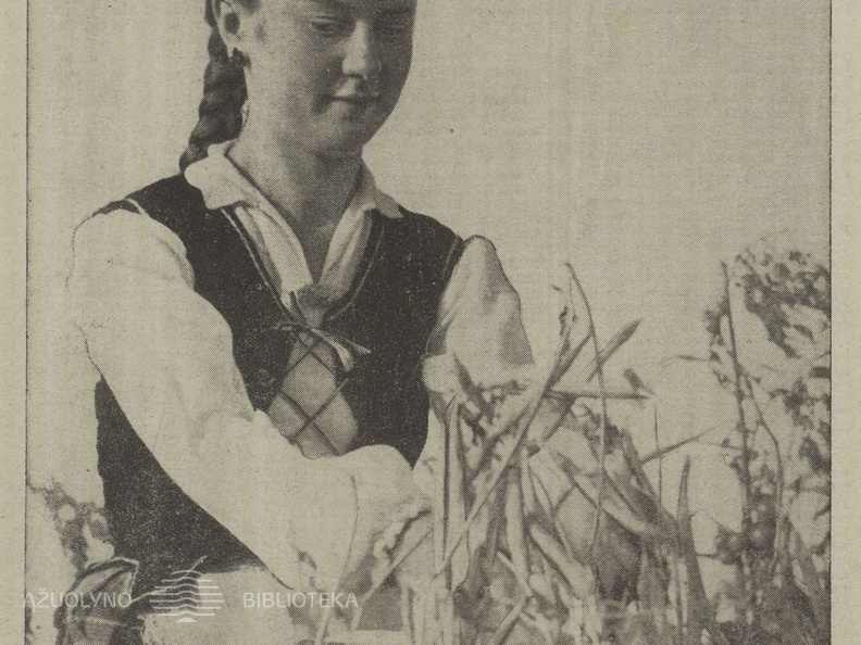 Mergina su tautiniais drabužiais. Jaunasis ūkininkas.-1940. nr. 24, p. titulinis.