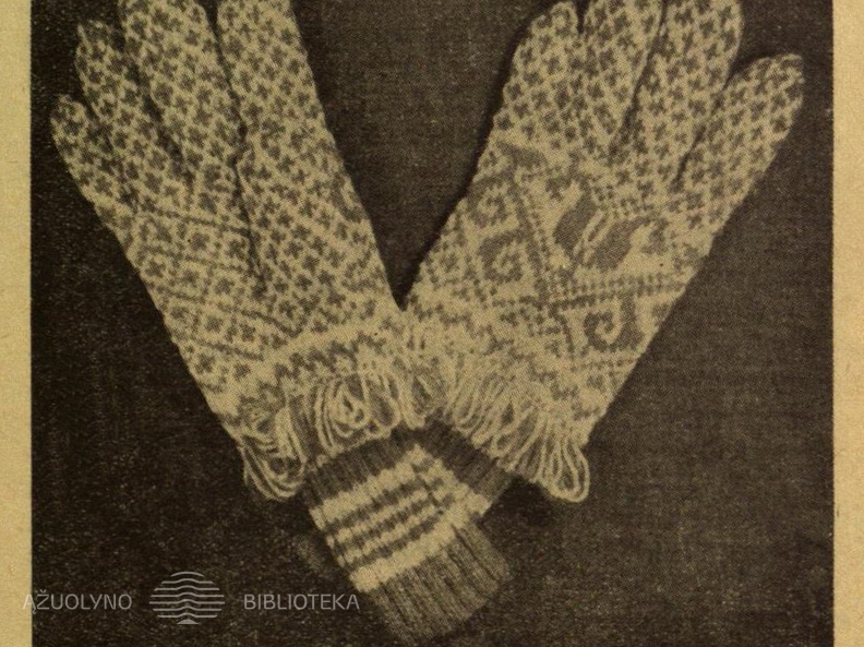 Puošnios pirštuotos pirštinės. Moteris.-1939, nr. 23-24, p. 311.