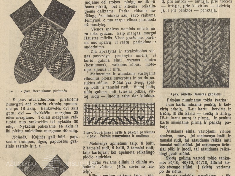 Tautinio stiliaus mezginiai berniukams. Raštuoti mileliai rūbams (straipsnio pabaiga). Jaunasis ūkininkas.-1935, nr. 5, p. 28.