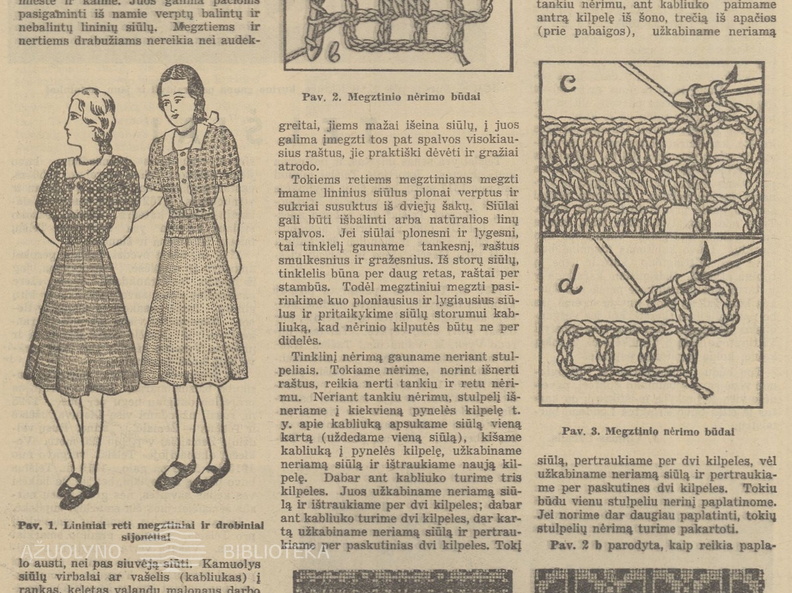 Tautinio stiliaus lininiai mergaičių drabužiai. Jaunasis ūkininkas.-1939, nr. 18, p. 28.