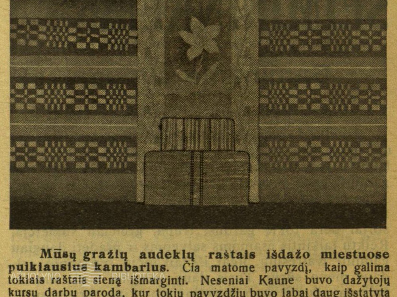 Tautinio stiliaus sienų dekoras. Moteris.-1937, nr. 11, p. 172.