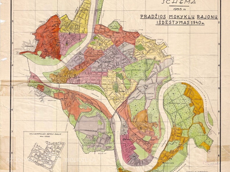 Kauno miesto pradinių mokyklų rajonų žemėlapis