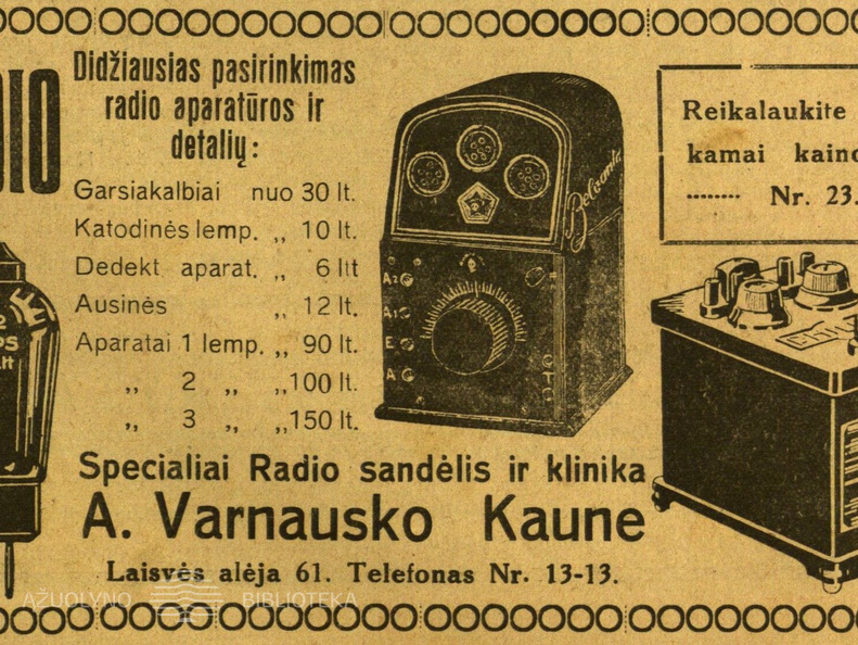 „Didžiausias pasirinkimas radio aparatūros ir detalių“. 2000 metrų.-1928