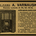 „A. Varnauskas [...] siūlo gerb. radio mėgėjams“. Radio bangos.-1933, nr. 32, p. nenumeruotas.