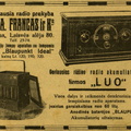 „Didžiausia radio prekyba inž. A. Francas ir Ko.“ 2000 metrų.-1928, nr. 1, p. nenumeruotas.