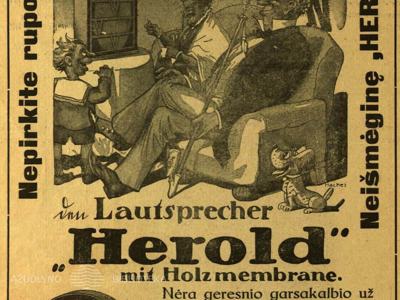 „Nepirkite ruporo neišmėginę „Herold“. 2000 metrų.-1928, nr. 6, p. nenumeruotas.