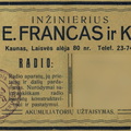 „Radio aparatų ir jų dalių pardavimas“. Paštininkų žodis.-1928, nr. 2, p. 31.