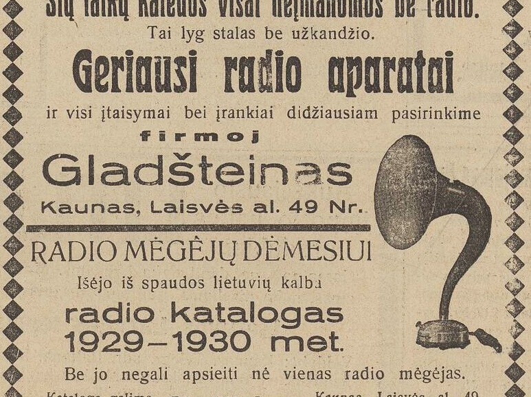 „Šių laikų Kalėdos visai neįmanomos be radio. Tai lyg stalas be užkandžio.“ Sekmadienis.-1929, nr. 51, p. 11.
