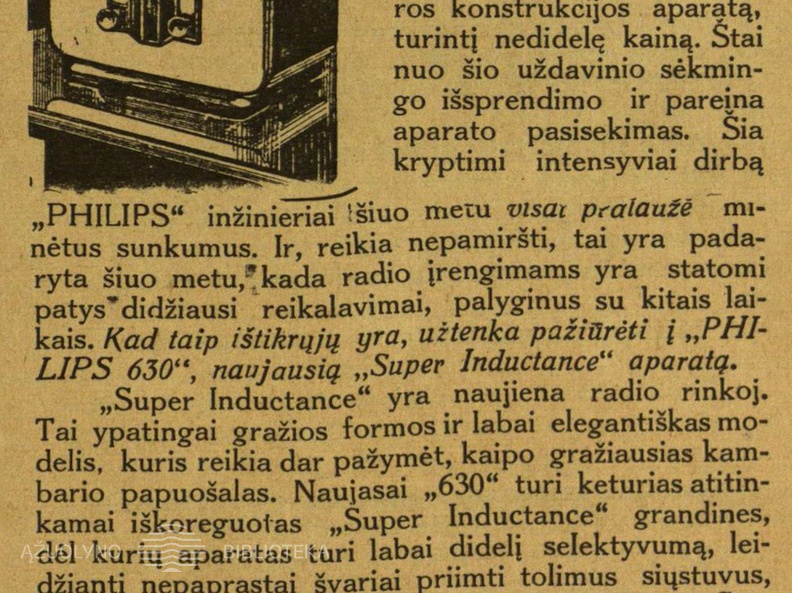 „Naujas aparatas su naujomis konstravimo idėjomis.“ Radio bangos.-1933, nr. 5, p. 7.