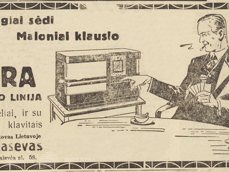 _„Patogiai sėdi. Maloniai klauso“. Sekmadienis.-1939, nr. 14, p. 8.